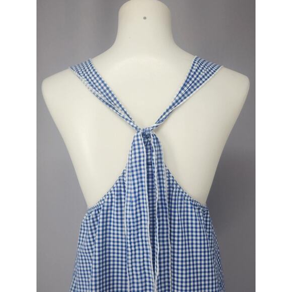 Victorias Secret Babydoll Tank Womens Medium Blue Gingham Cotton Sleepwear - Picture 3 of 11